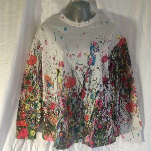 *HOST PICK* Misslook Pullover Top Womens Large Long Sleeve Blouse White Flower